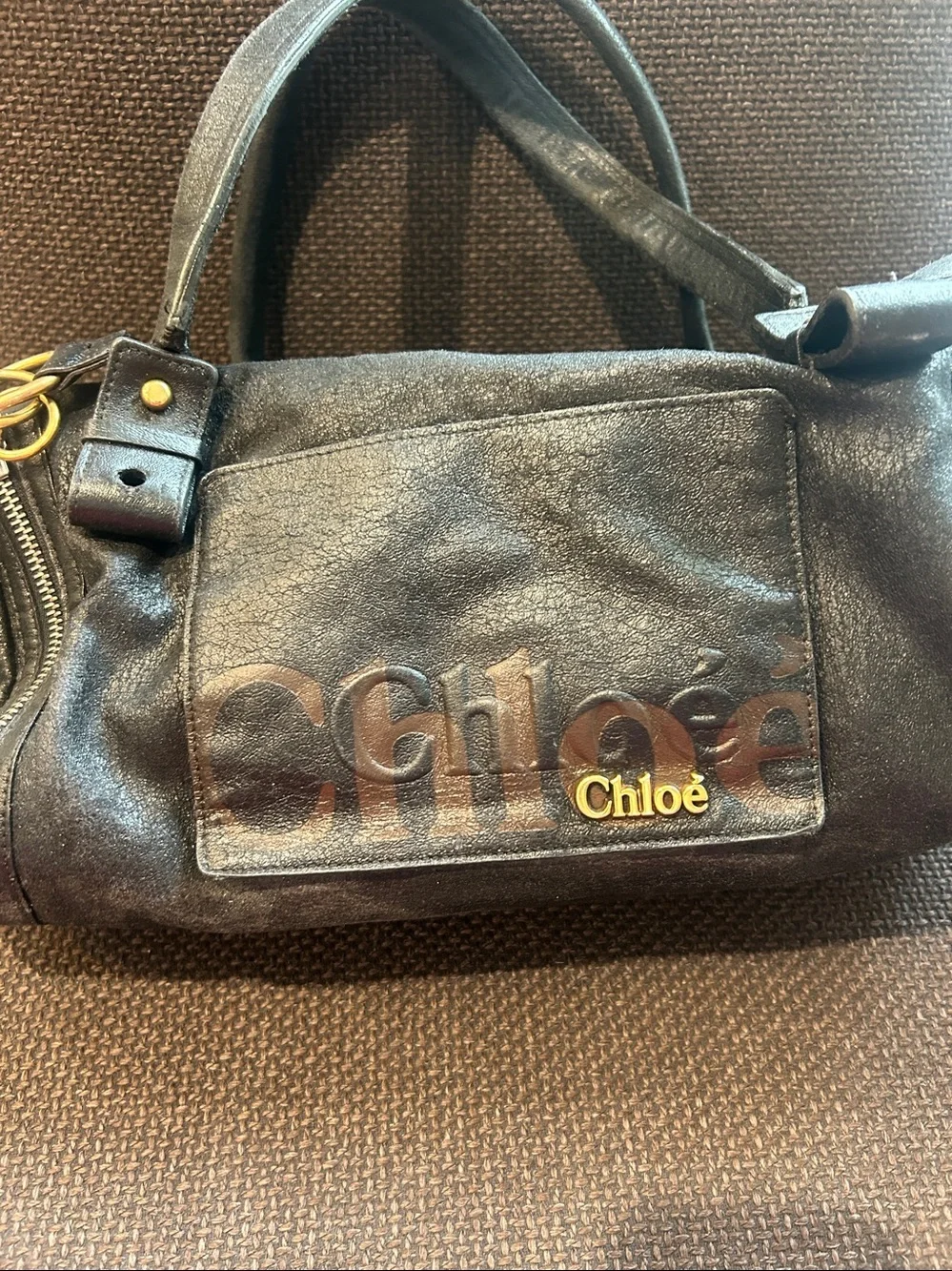 Black Leather Duffel-Style women’s Bag